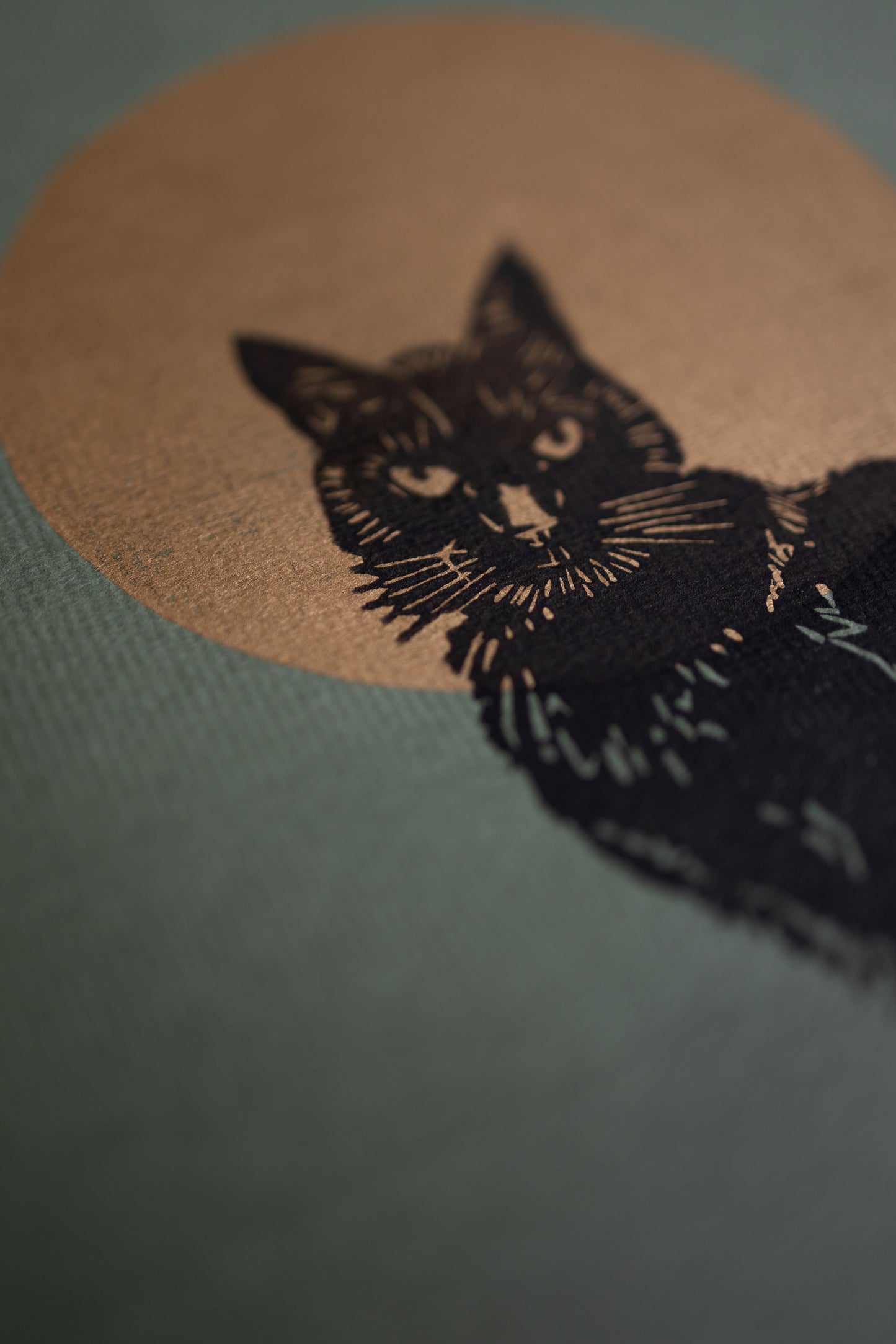 Black cat and the moon print