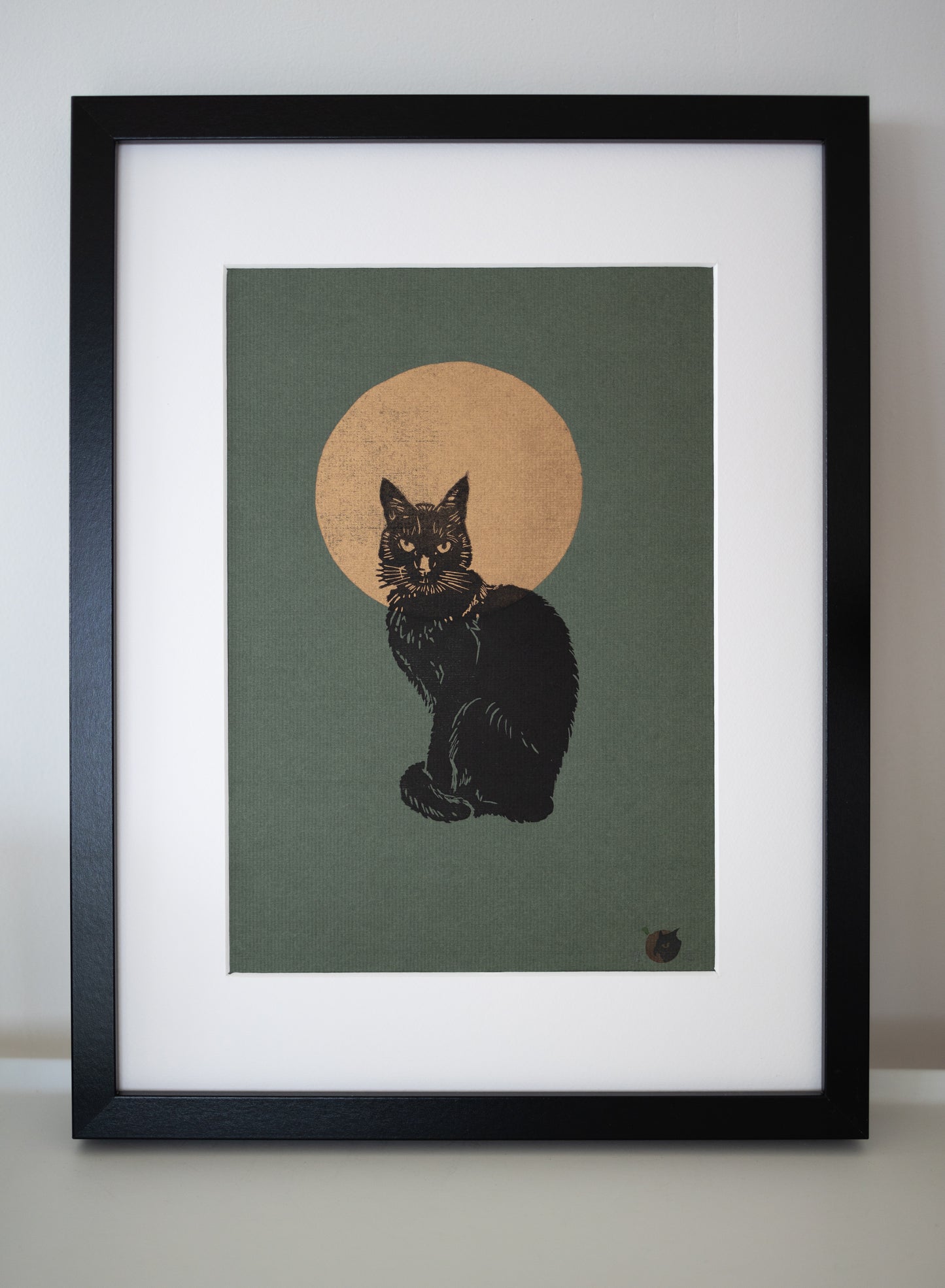 Black cat and the moon print
