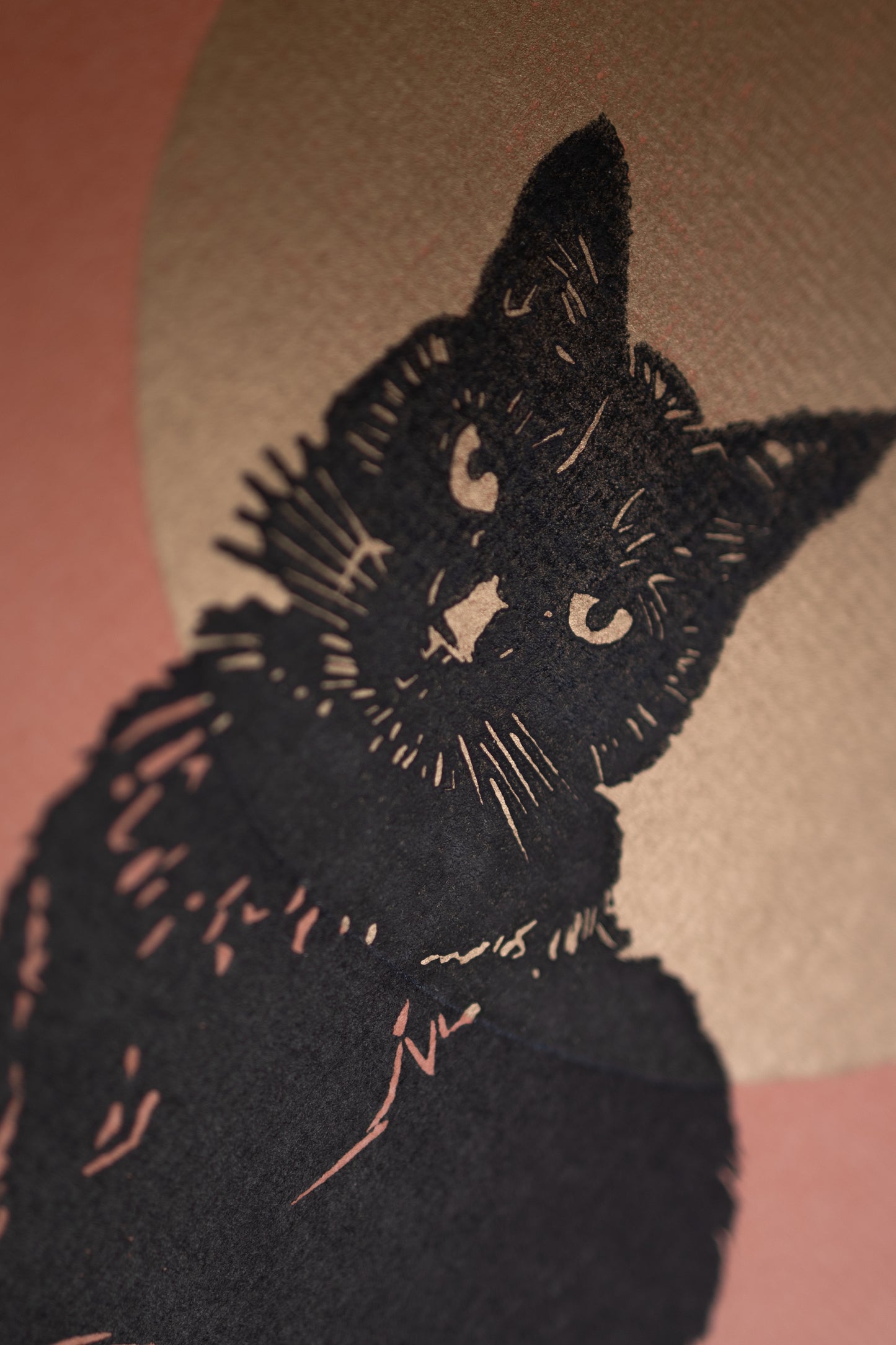 Black cat and the moon print