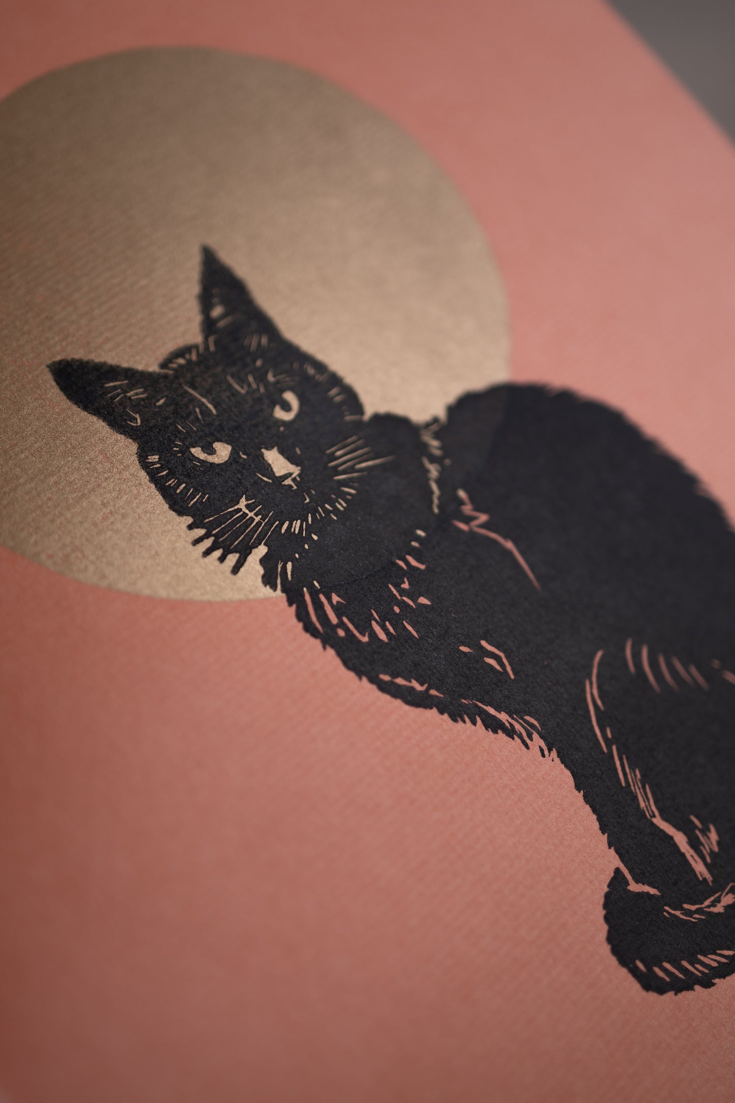 Black cat and the moon print