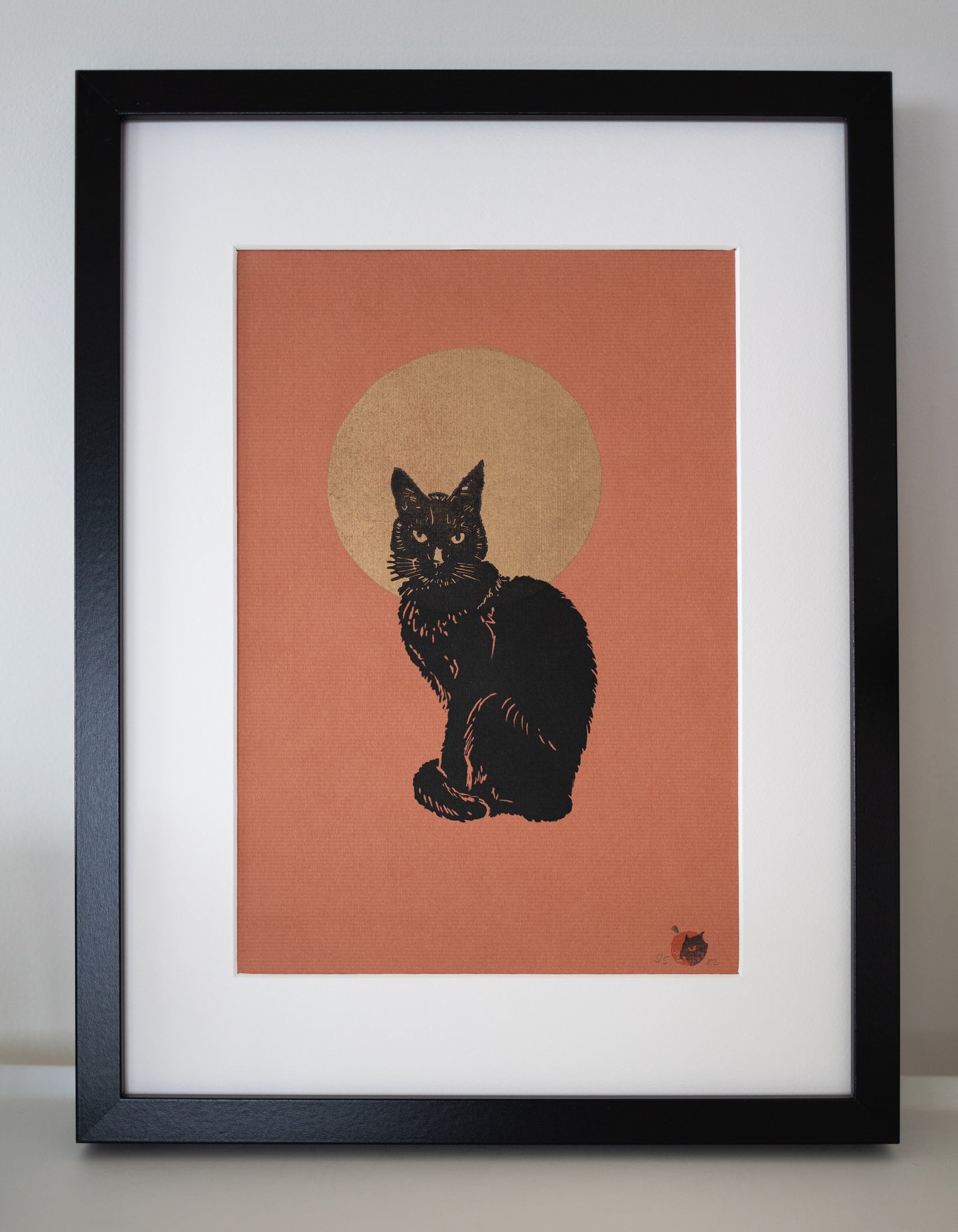 Black cat and the moon print