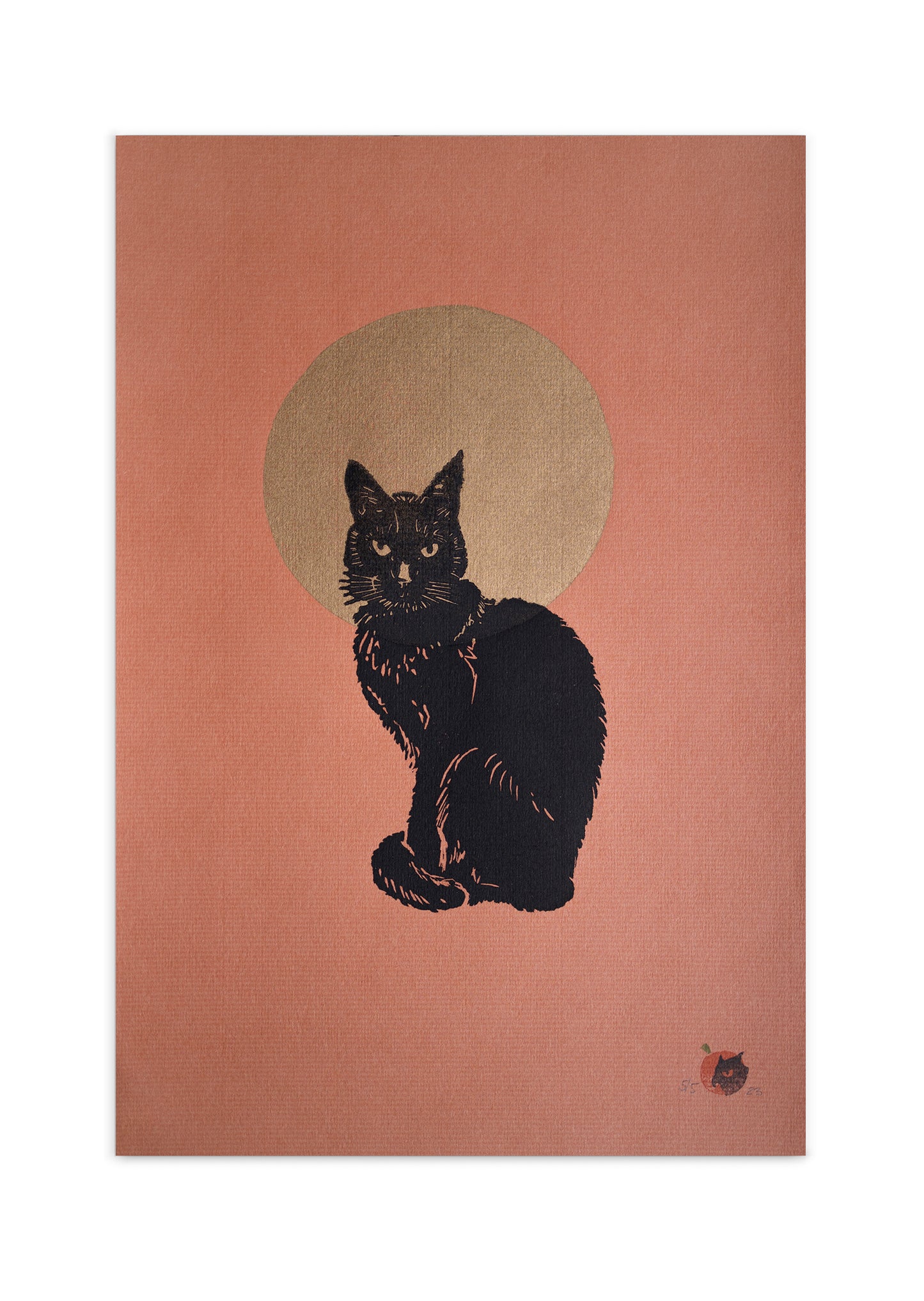 Black cat and the moon print