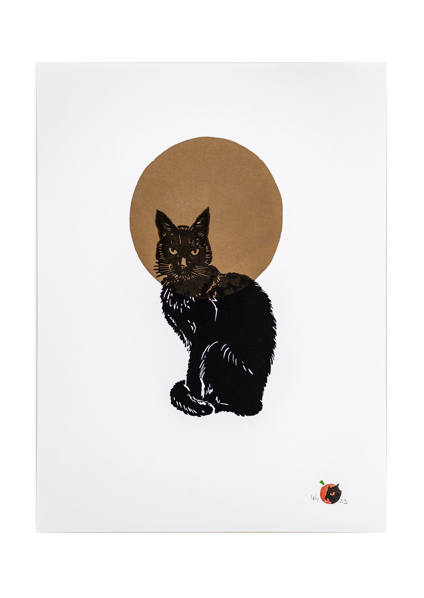 Black cat and the moon print